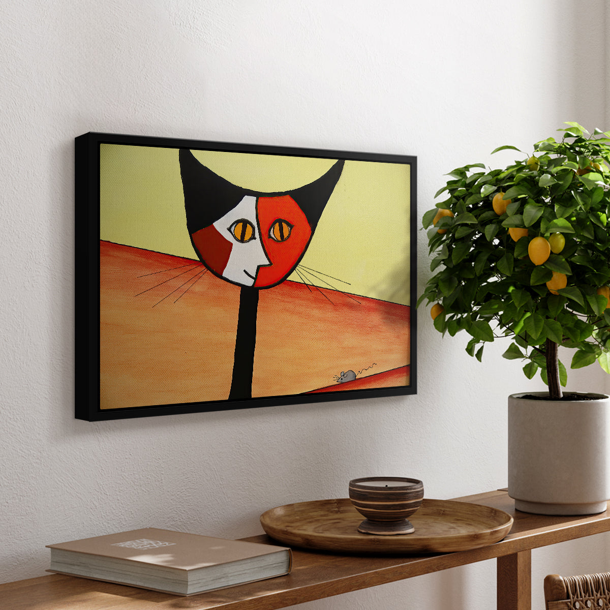 Picasso's Cat–El Gato - Floater Framed Canvas Print