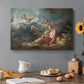 Canvas art print featuring a reclining male figure with female figure approaching in mythological landscape, set in a cozy kitchen setting