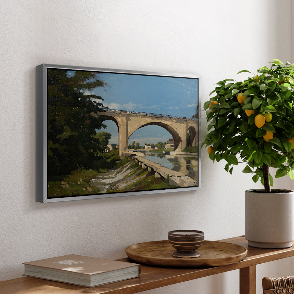 The Railroad Bridge at Briare, 1888 - Floater Framed Canvas Print