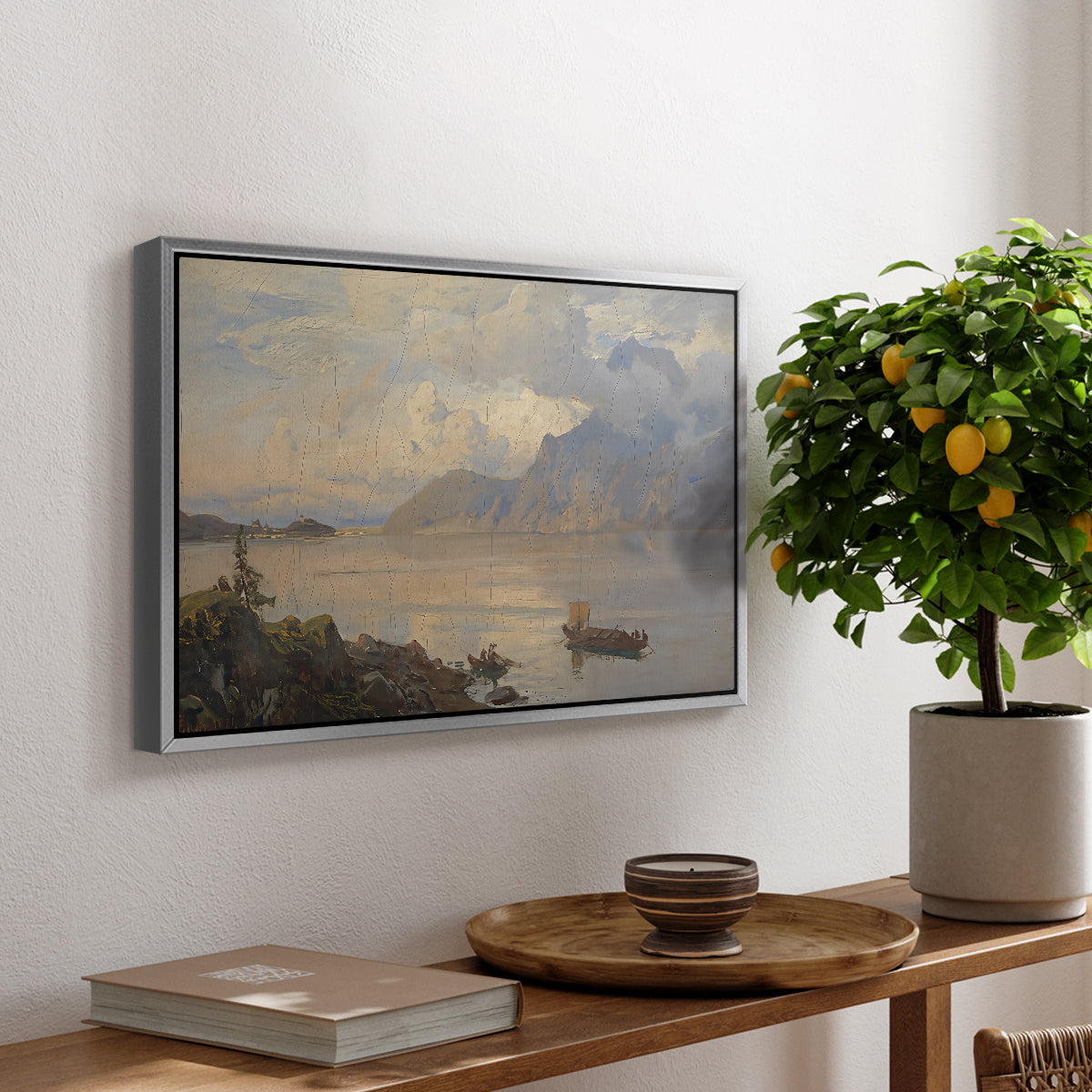 Traunsee, 1871 - Floater Framed Canvas Print