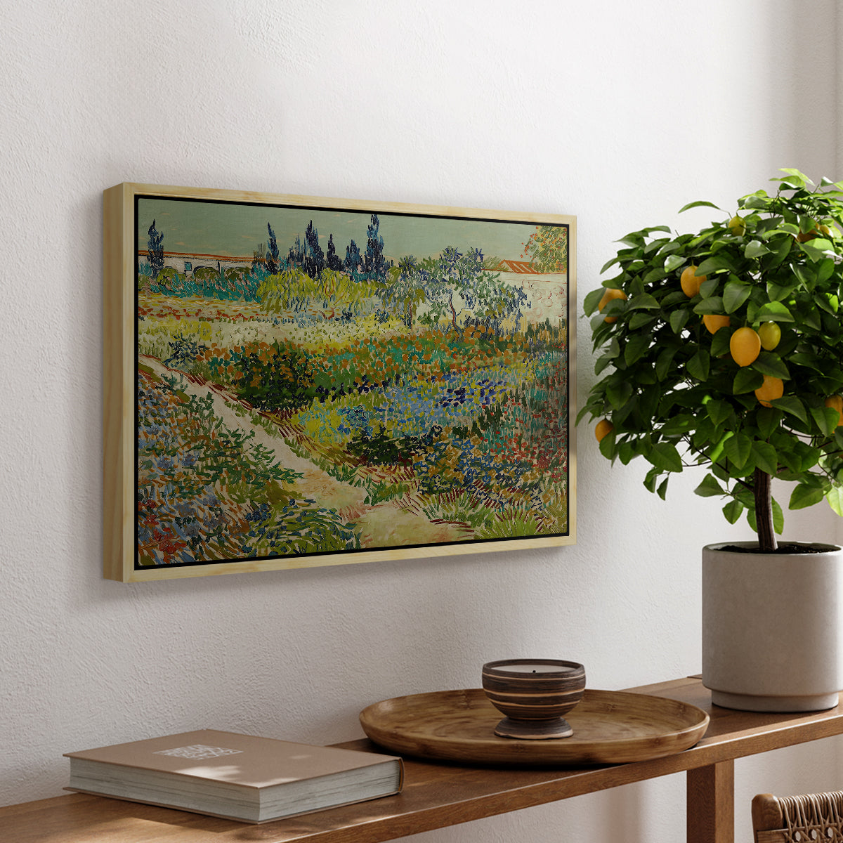 Garden at Arles, 1888 - Floater Framed Canvas Print