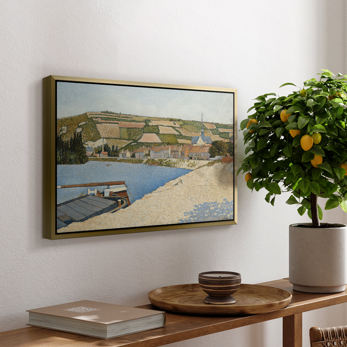 The Riverbank, Les Andelys, 1886 - Floater Framed Canvas Print