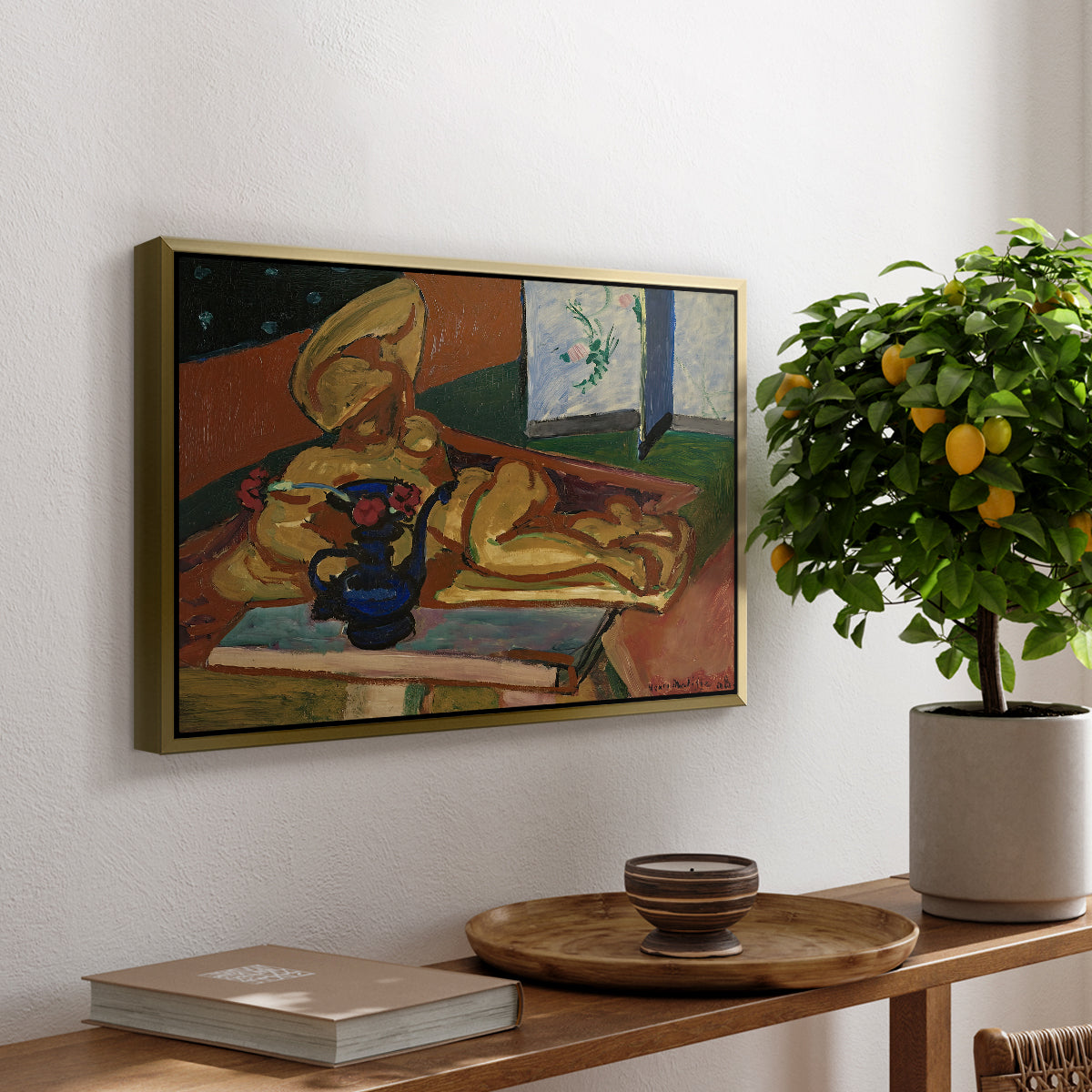 Sculpture and Persian Vase (The Bronze Figure), 1908 - Floater Framed Canvas Print