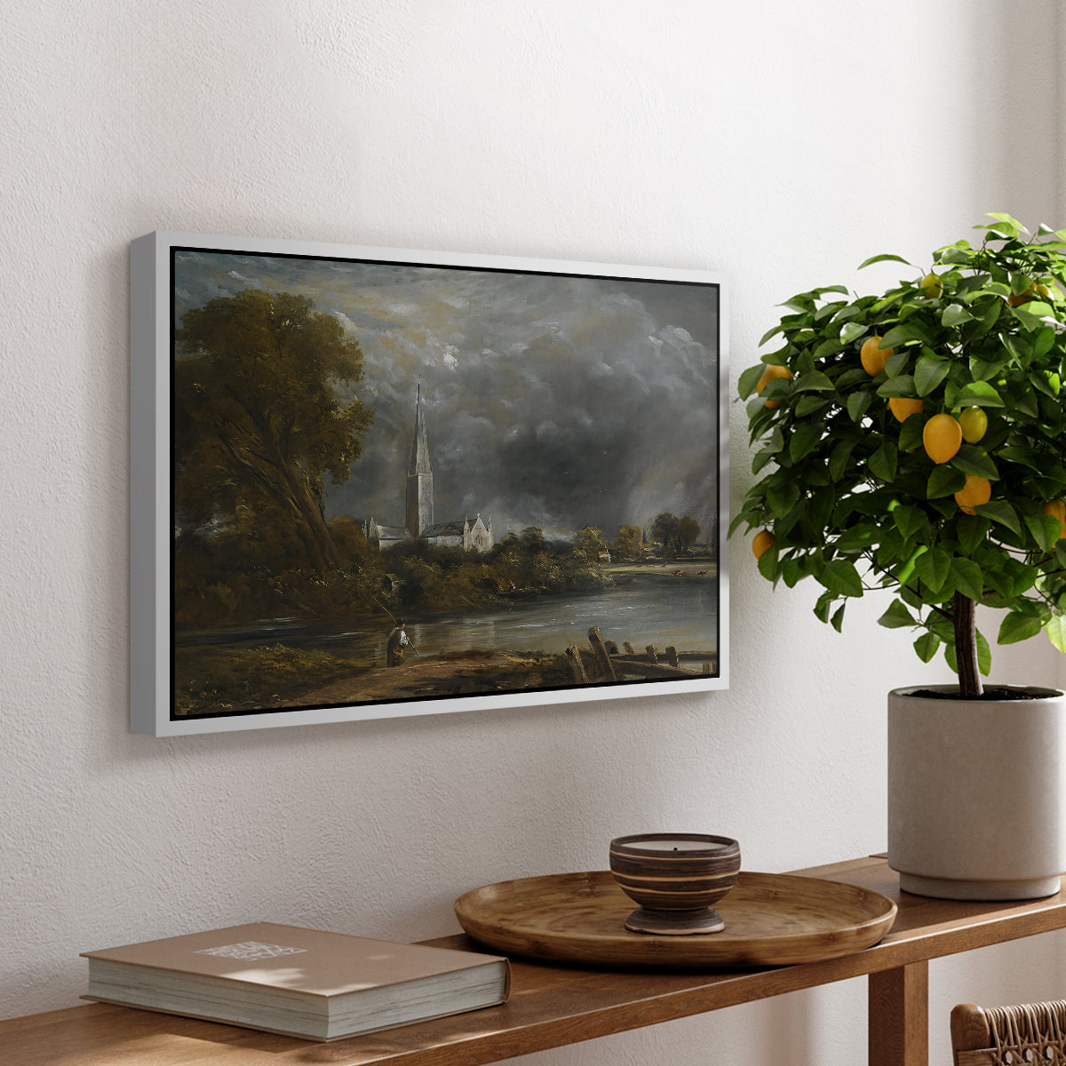 Salisbury Cathedral from the Meadows, c. 1831 - Floater Framed Canvas Print