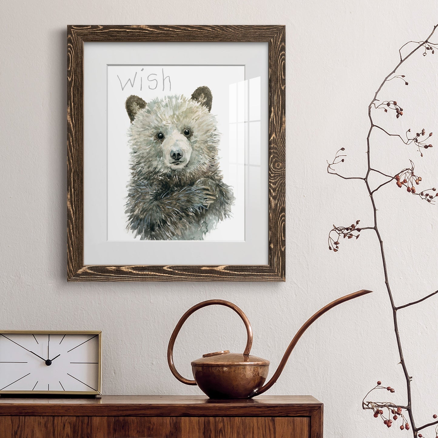 Forest Fur Baby Bear - Premium Framed Print - Distressed Barnwood Frame - Ready to Hang