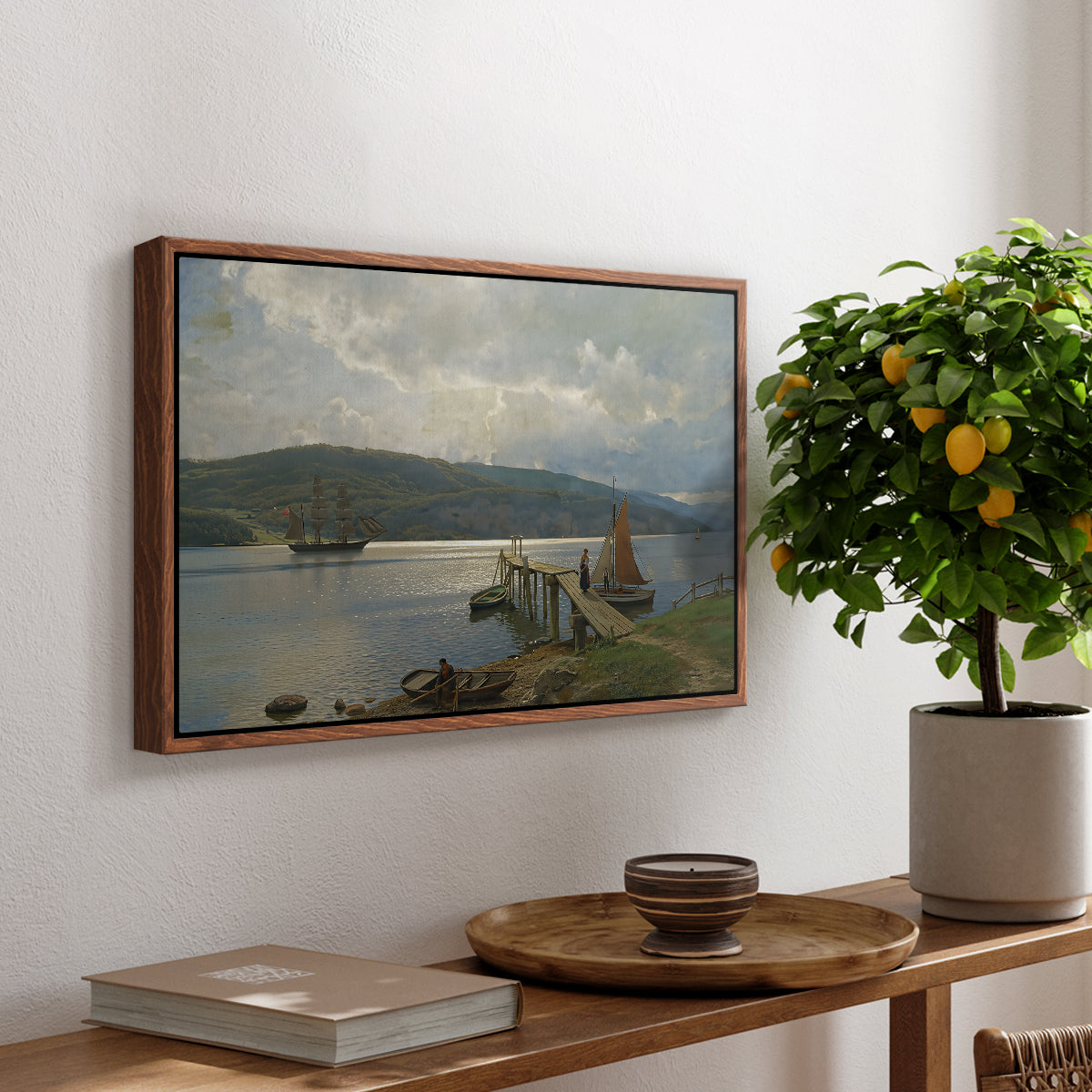 The Jetty at Feste near Moss, 1898 - Floater Framed Canvas Print