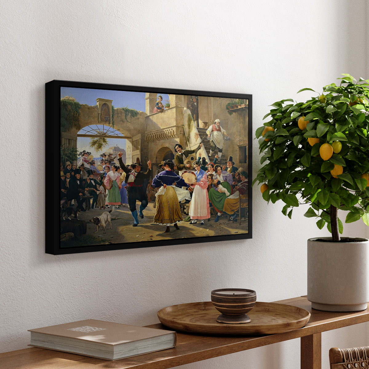 Romans Gathered for Merriment at an Osteria, 1839 - Floater Framed Canvas Print