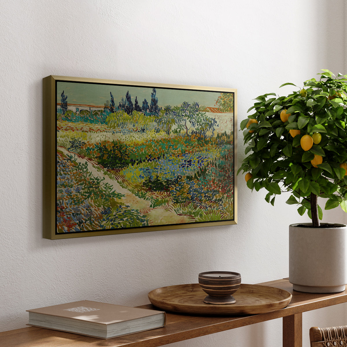 Garden at Arles, 1888 - Floater Framed Canvas Print