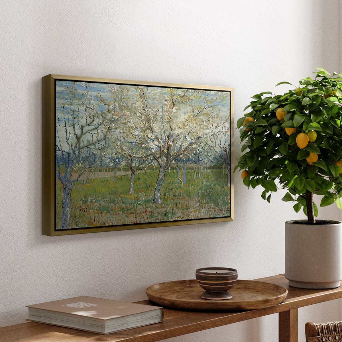 The Pink Orchard, 1888 - Floater Framed Canvas Print