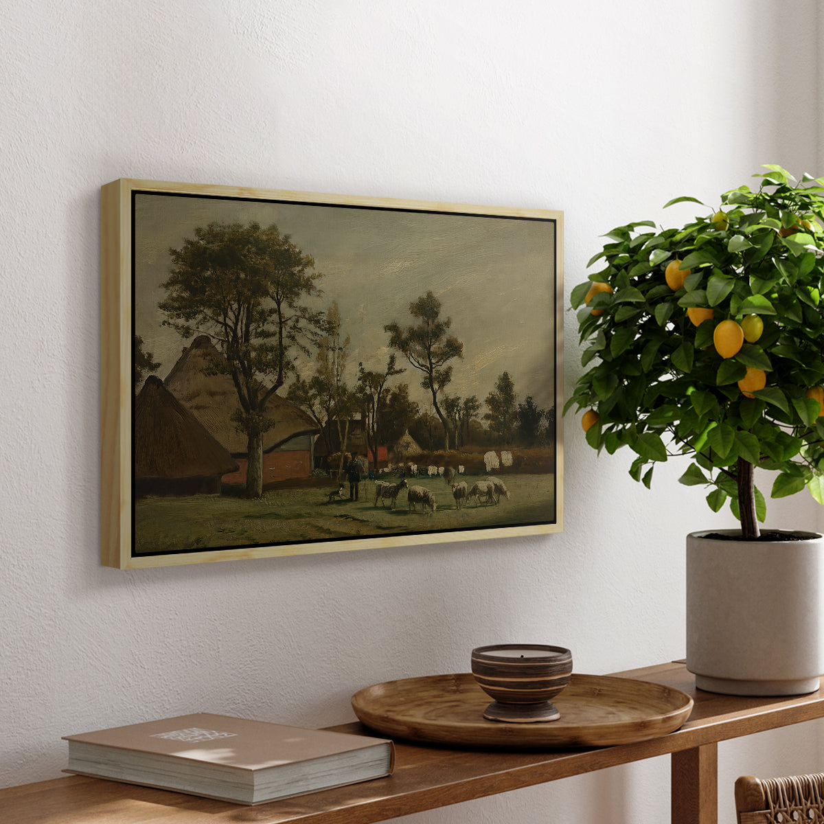 Farmhouse, c. 1865-1875 - Floater Framed Canvas Print