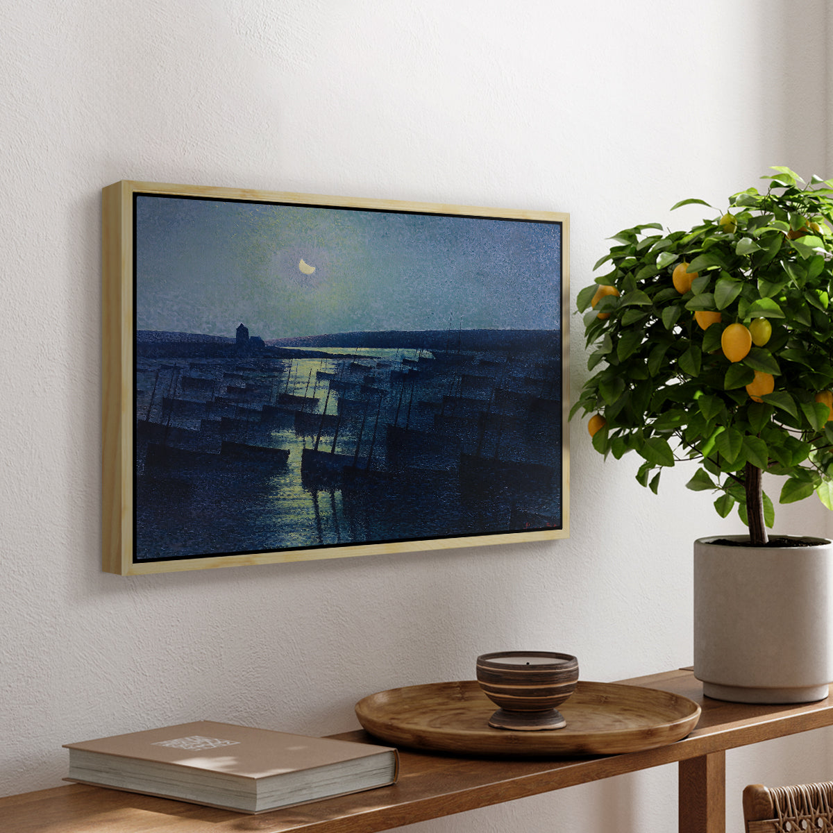 Camaret, Moonlight and Fishing Boats, 1894 - Floater Framed Canvas Print