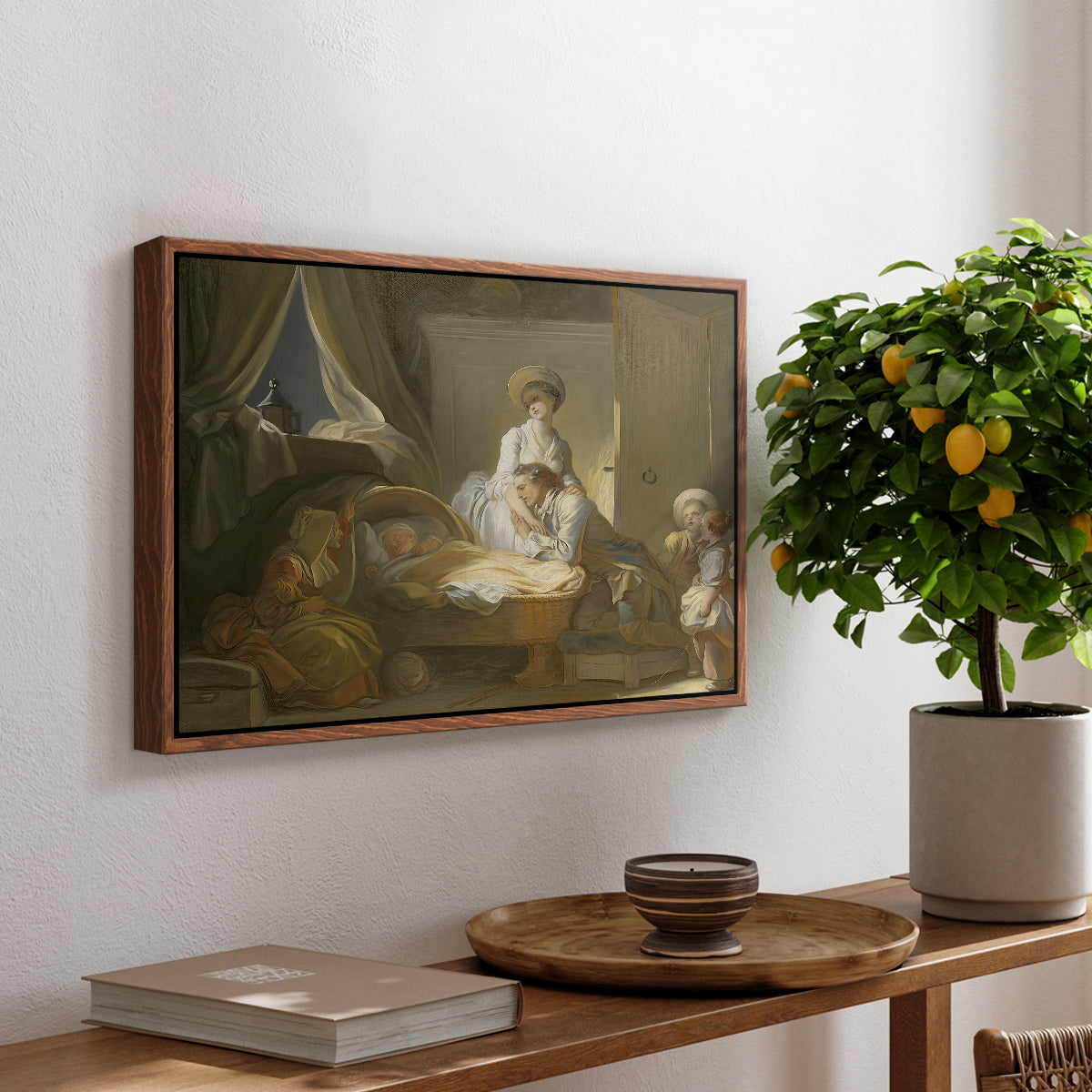 The Visit to the Nursery, c. 1775 - Floater Framed Canvas Print
