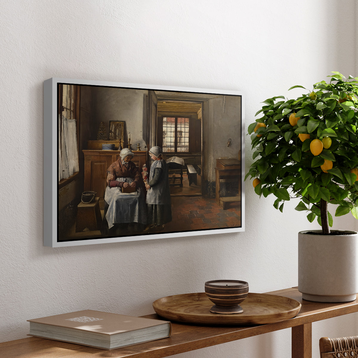 Grandmother's Feast, 1873 - Floater Framed Canvas Print