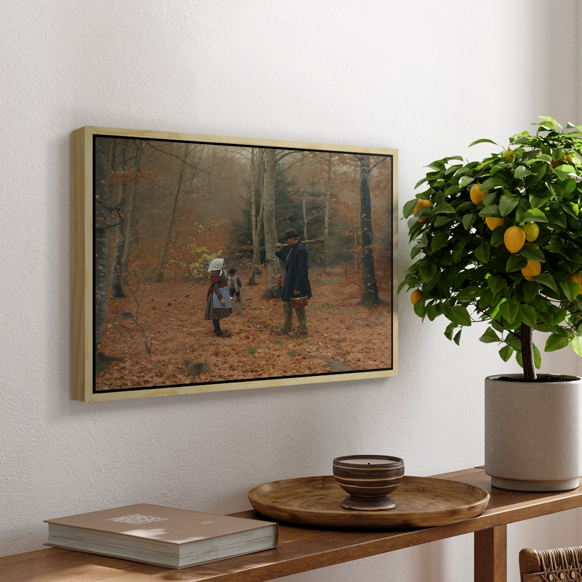 The Woodman and his Children, 1886 - Floater Framed Canvas Print