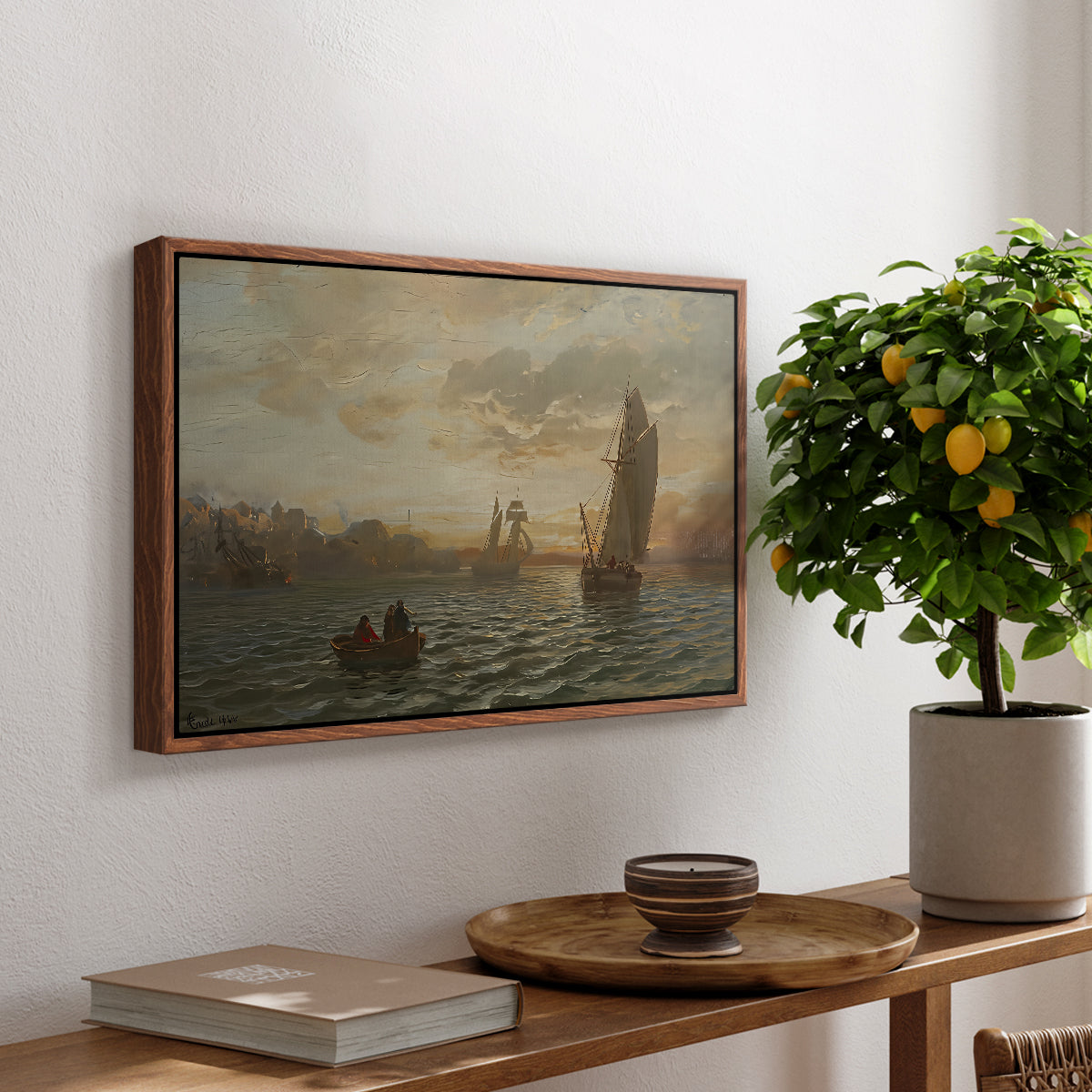 View from the Oslofjord, 1866 - Floater Framed Canvas Print
