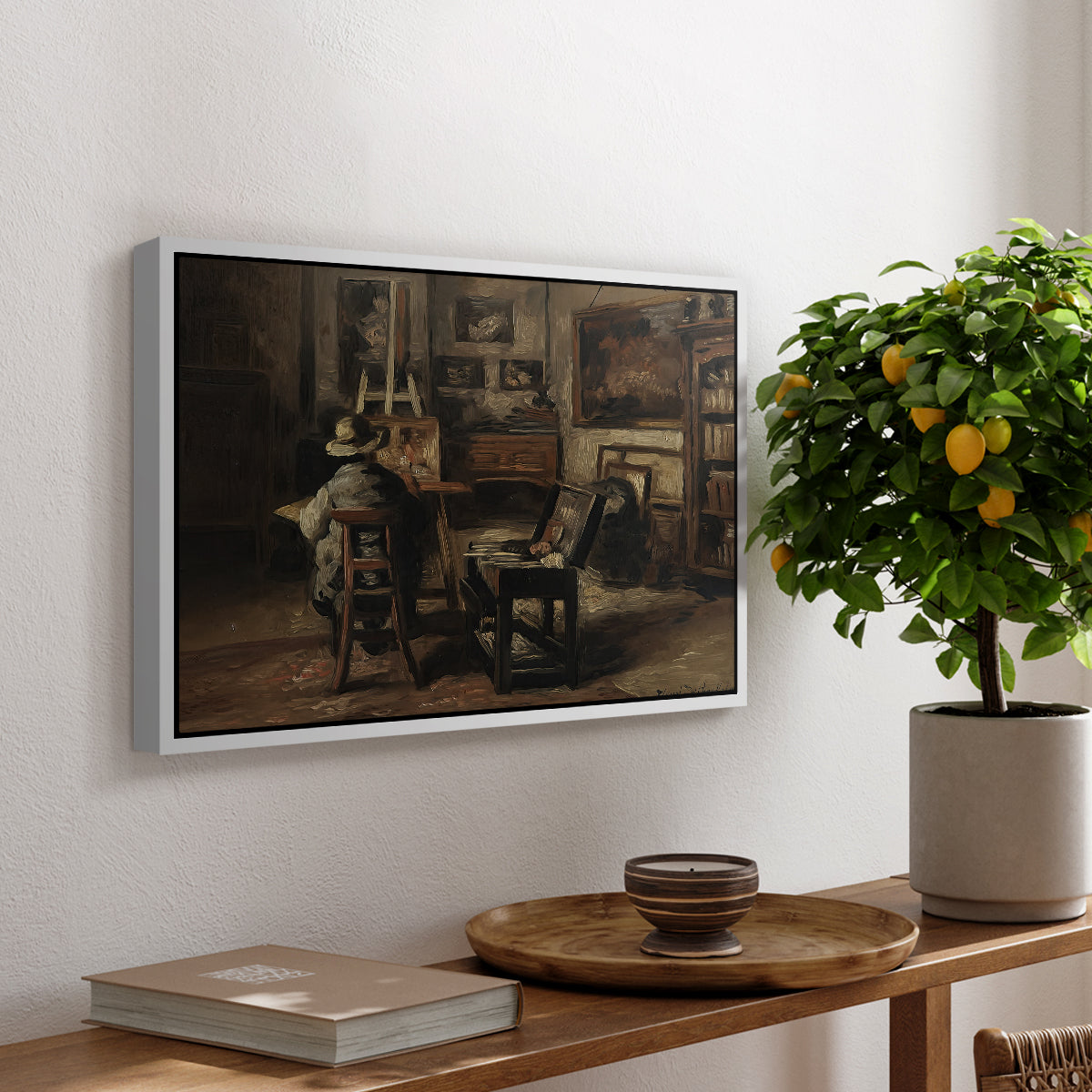 The Studio of Ferdinand De Braekeleer I, Father of the Painter, c. 1873-1885 - Floater Framed Canvas Print