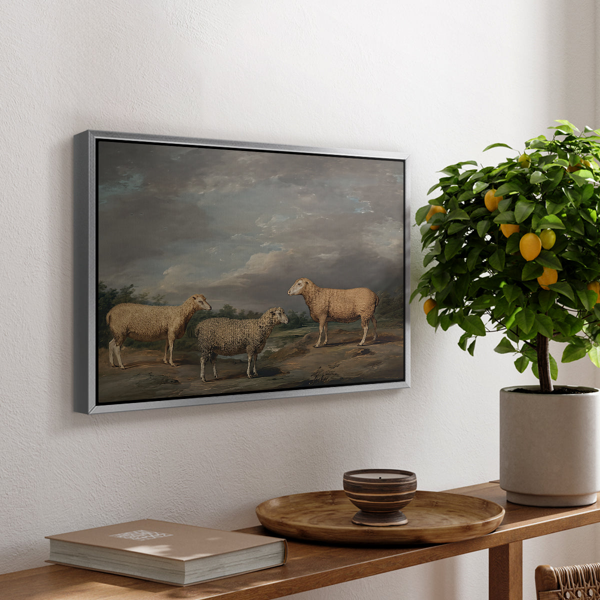 Ryelands Sheep, the King's Ram, the King's Ewe and Lord Somerville's Wether, c. 1801-1807 - Floater Framed Canvas Print