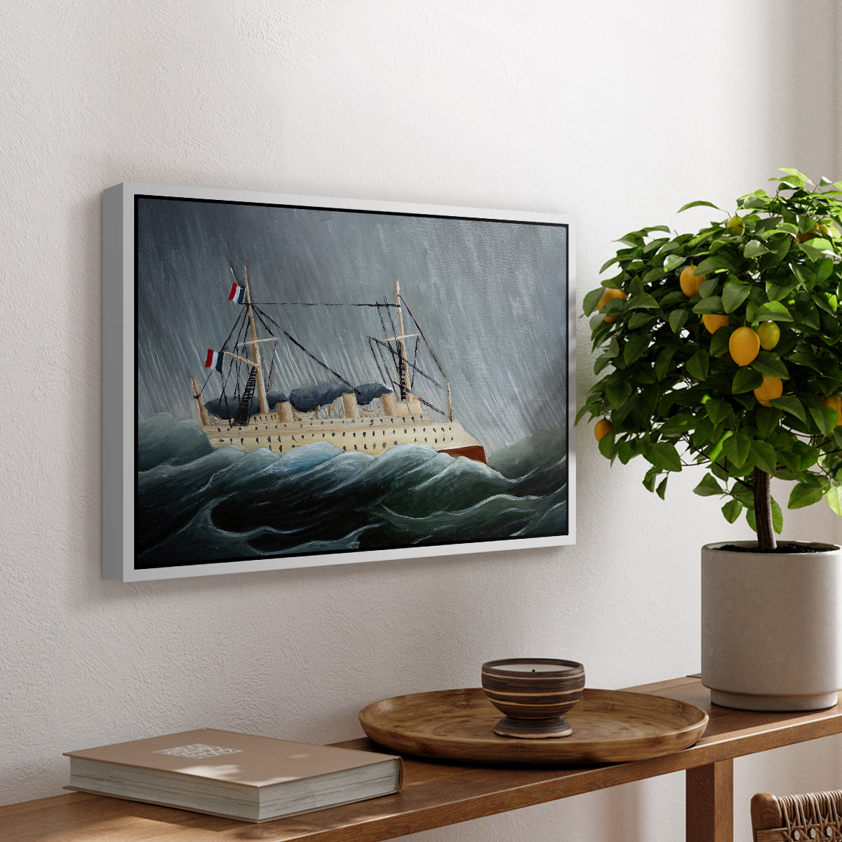 A Ship in the Storm, c. 1899 - Floater Framed Canvas Print