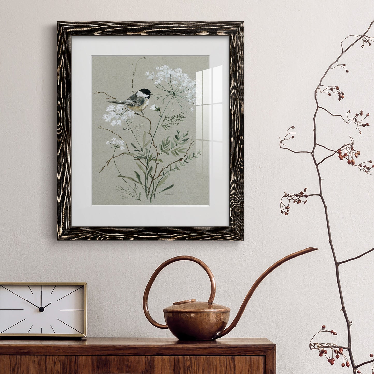 Bouquet of Grace Bird I - Barnwood Framed Art Print