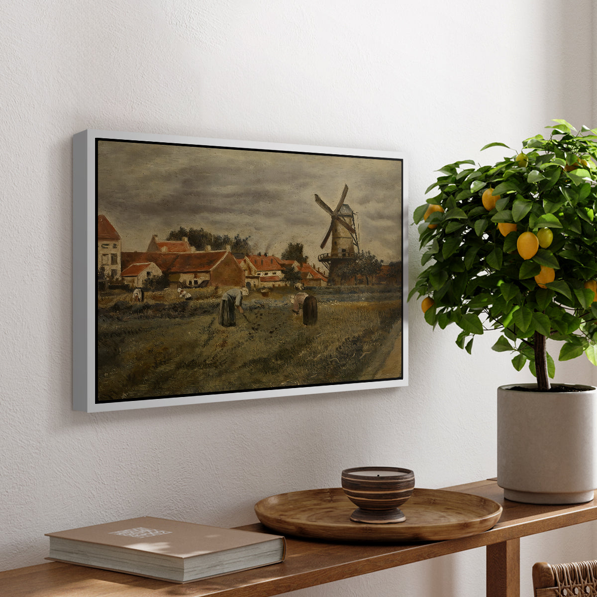 The Potato Harvest, c. 1875 - Floater Framed Canvas Print