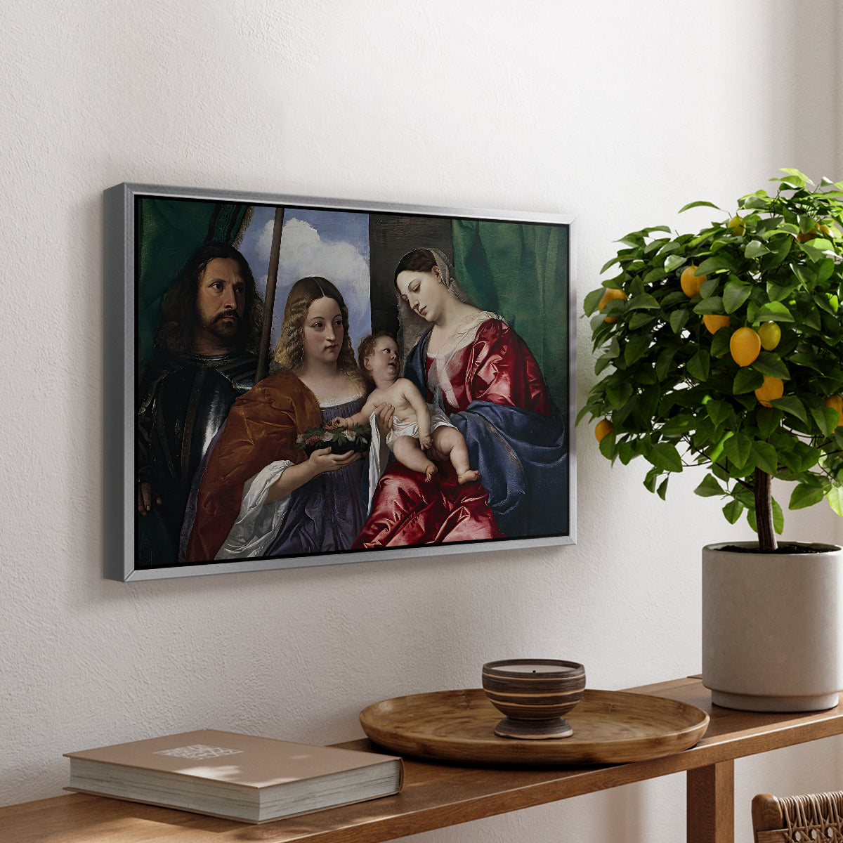 Madonna and Child with Saints Dorothy and George, c. 1516 - Floater Framed Canvas Print