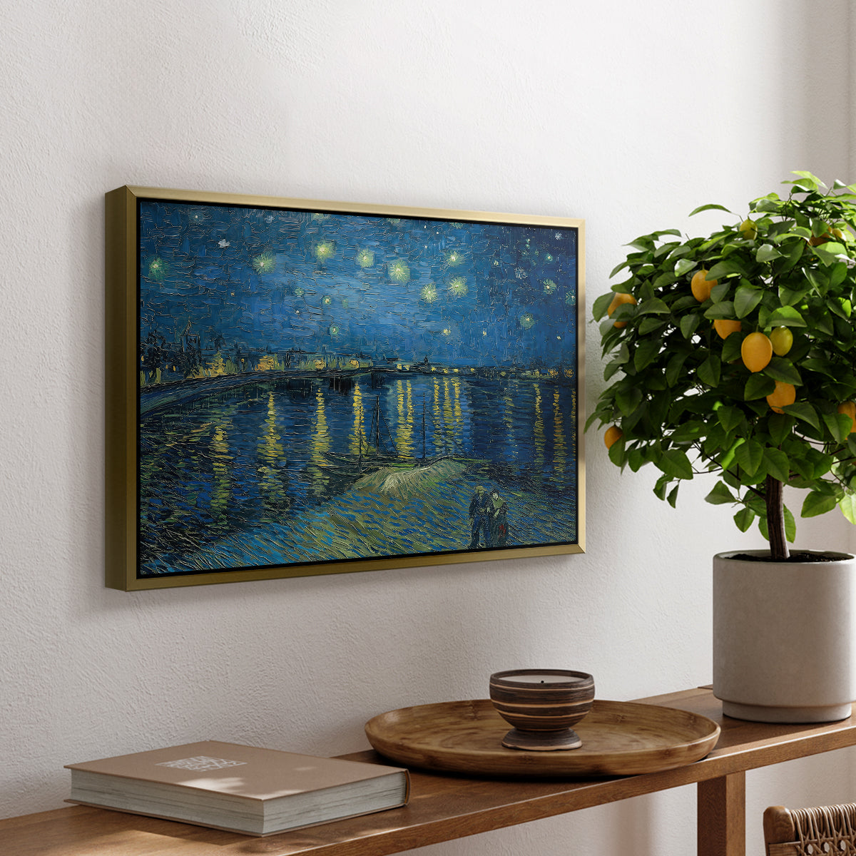 Starry Night Over the Rhône, 1888 - Floater Framed Canvas Print