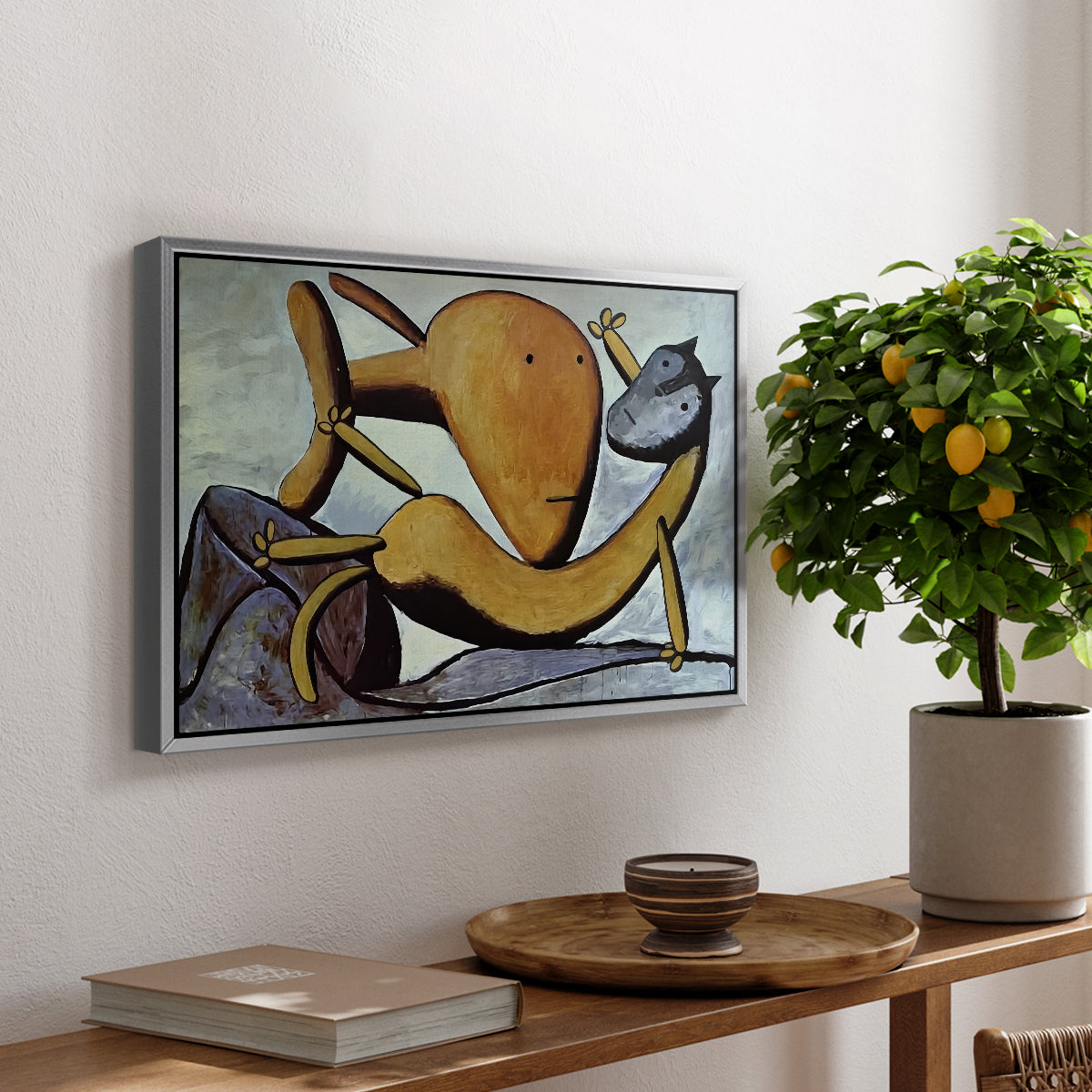 Cat and Big Fish, c. 1931 - Floater Framed Canvas Print