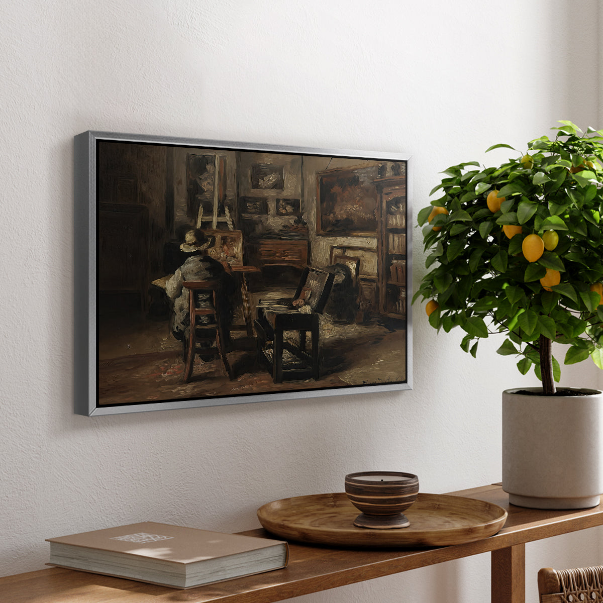 The Studio of Ferdinand De Braekeleer I, Father of the Painter, c. 1873-1885 - Floater Framed Canvas Print