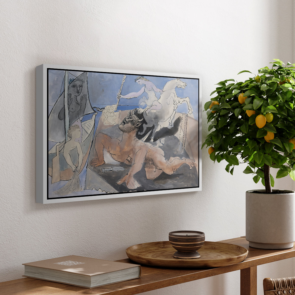 Composition with Minotaur, 1936 - Floater Framed Canvas Print