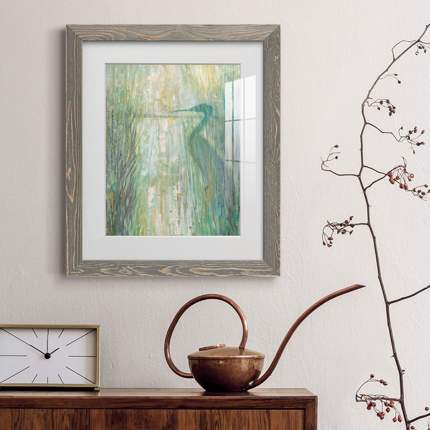 Morning Egret II - Premium Framed Print - Distressed Barnwood Frame - Ready to Hang