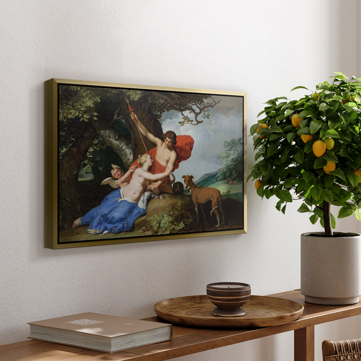 Venus and Adonis, 1632 - Floater Framed Canvas Print