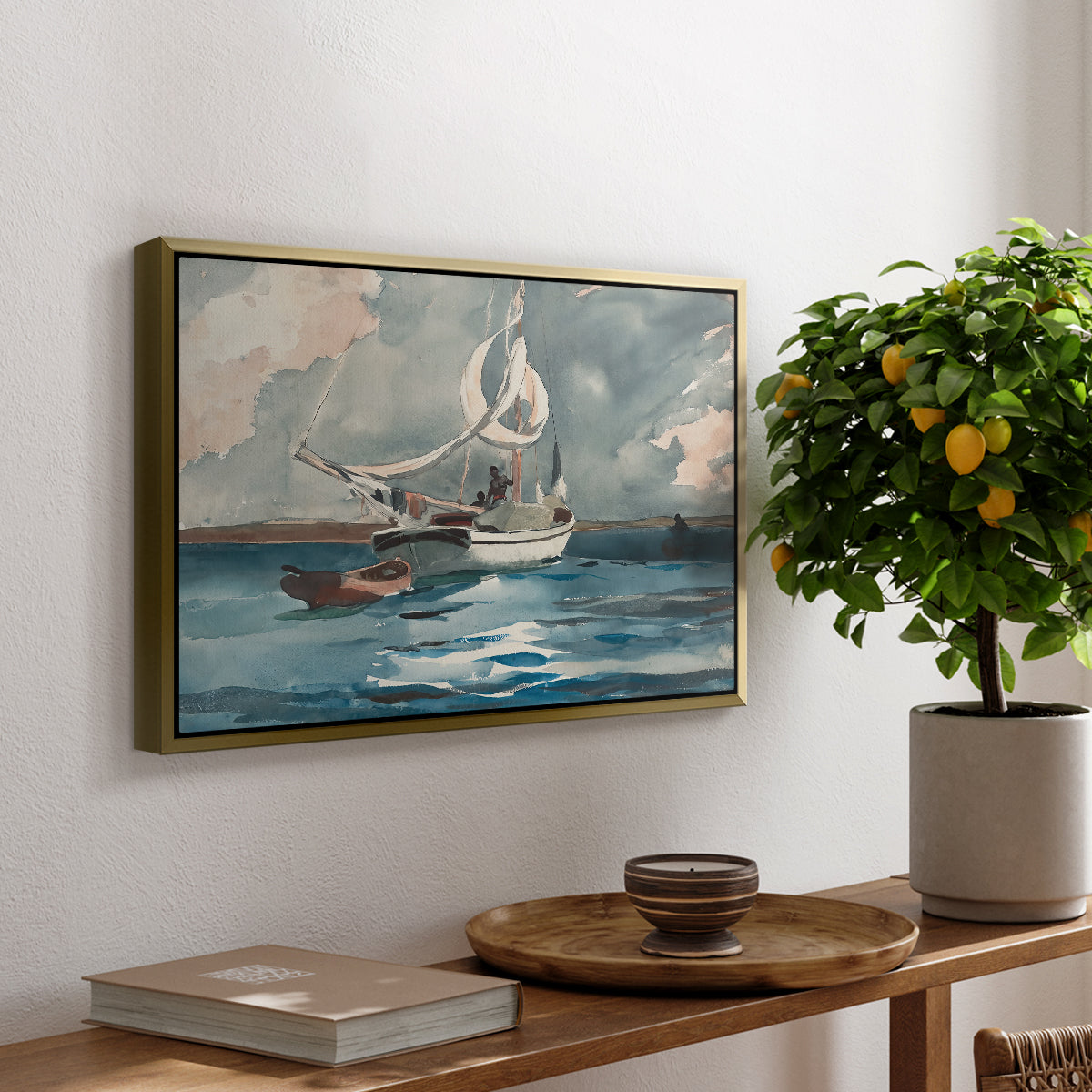 Sloop, Nassau, 1899 - Floater Framed Canvas Print
