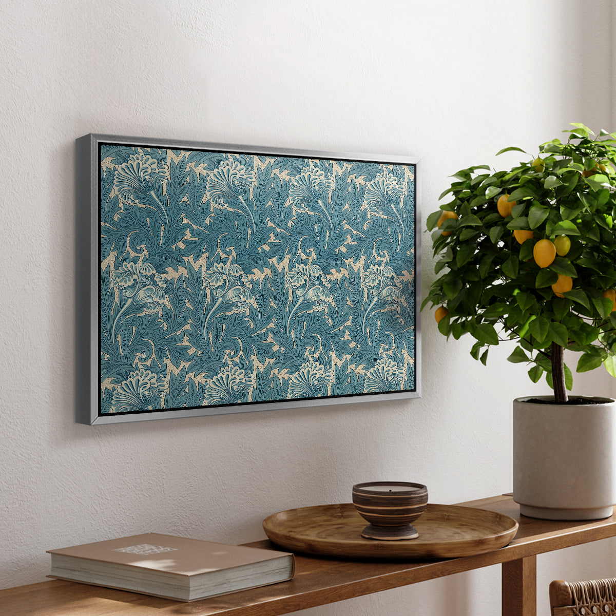 Tulip (Teal), 1875 - Floater Framed Canvas Print