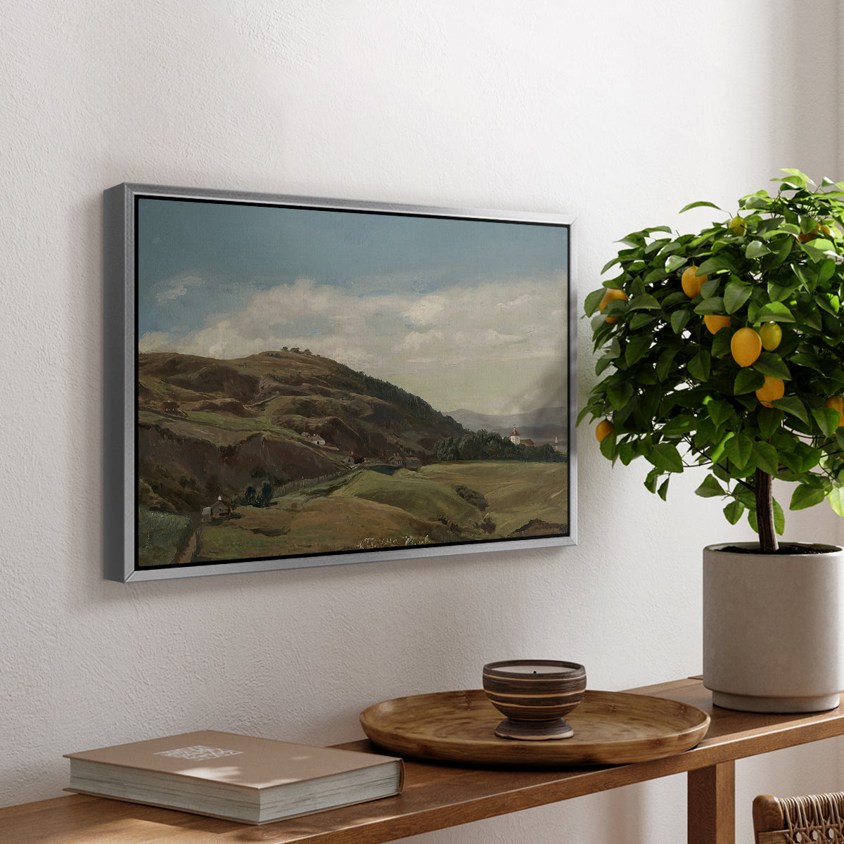 Ekeberg and Oslo Church, 1852 - Floater Framed Canvas Print