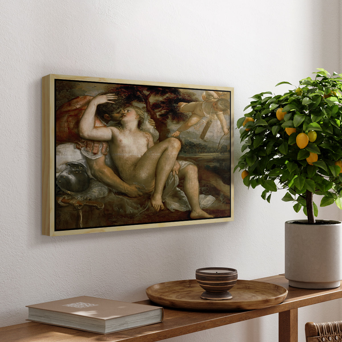 Mars, Venus and Cupid, c. 1530 - Floater Framed Canvas Print