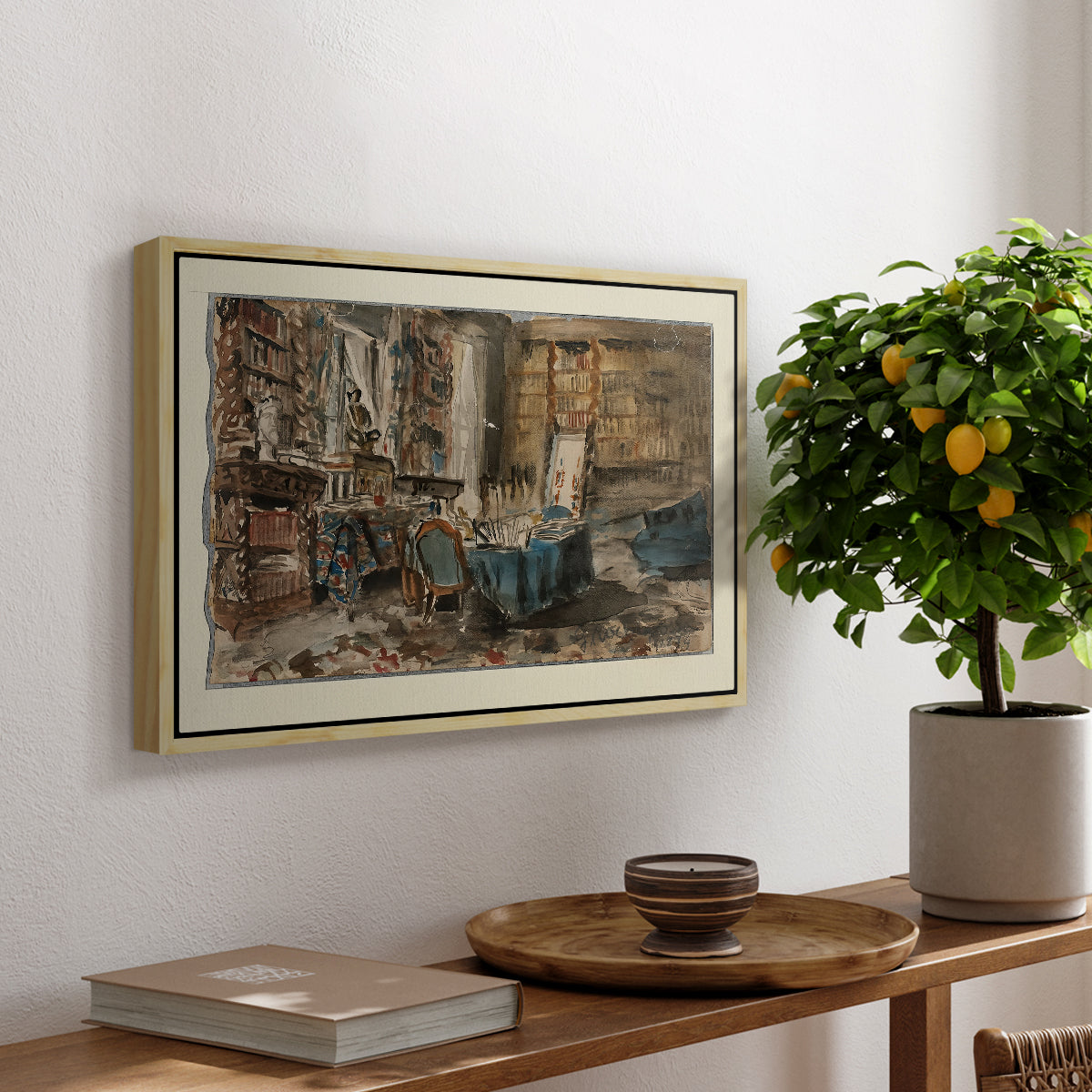 Cabinet de Flaubert à Croisset, 1874 - Floater Framed Canvas Print