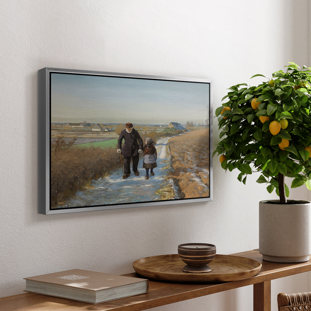 The Old Man and the Child, 1888 - Floater Framed Canvas Print