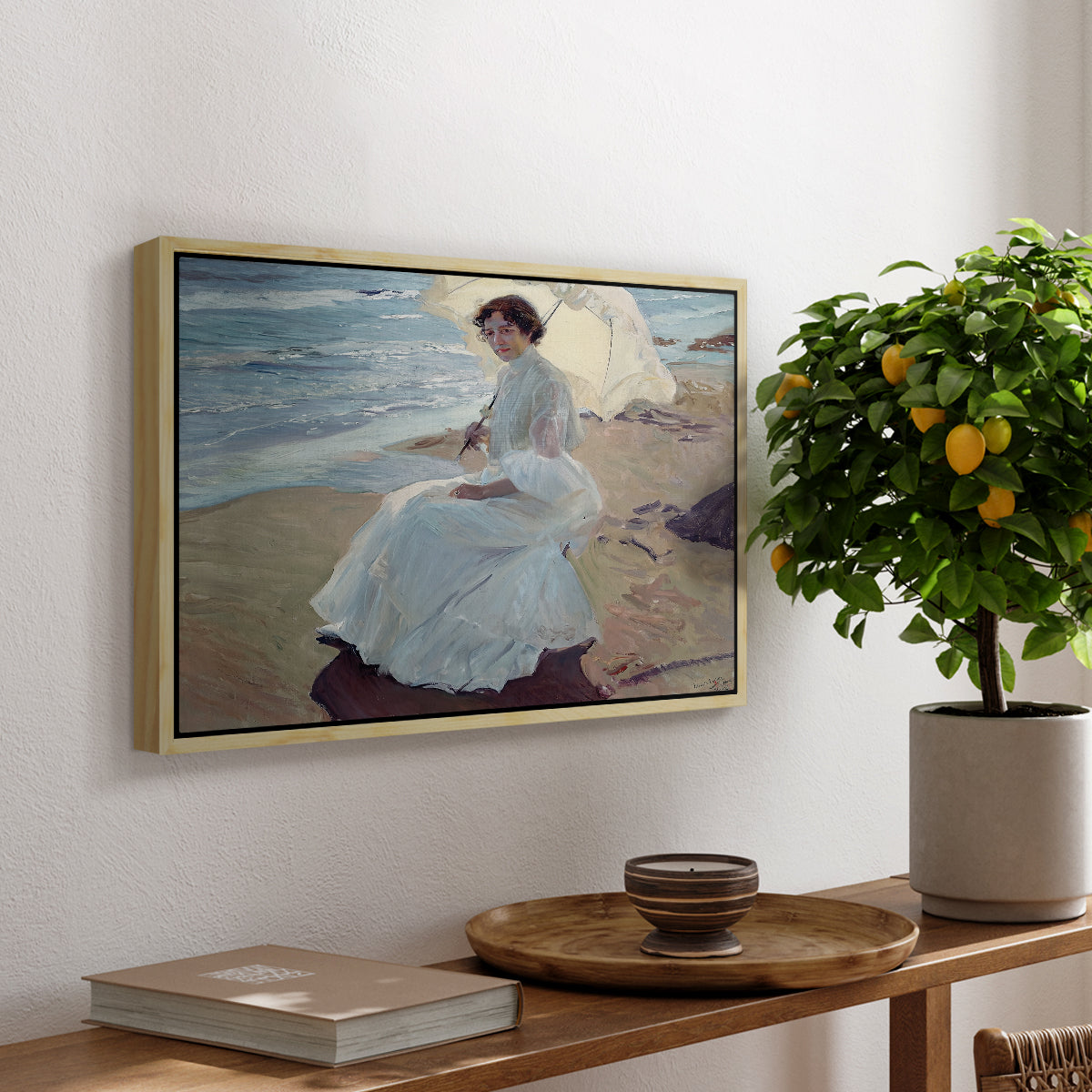 Clotilde on the Beach, 1904 - Floater Framed Canvas Print