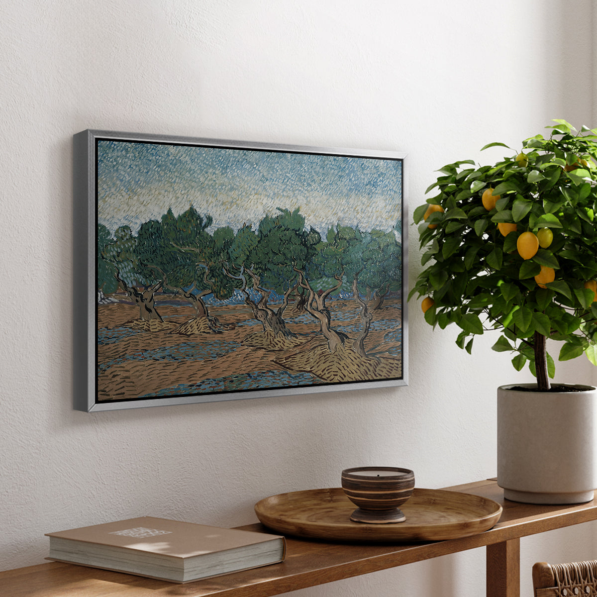 Olive Trees, 1889 - Floater Framed Canvas Print