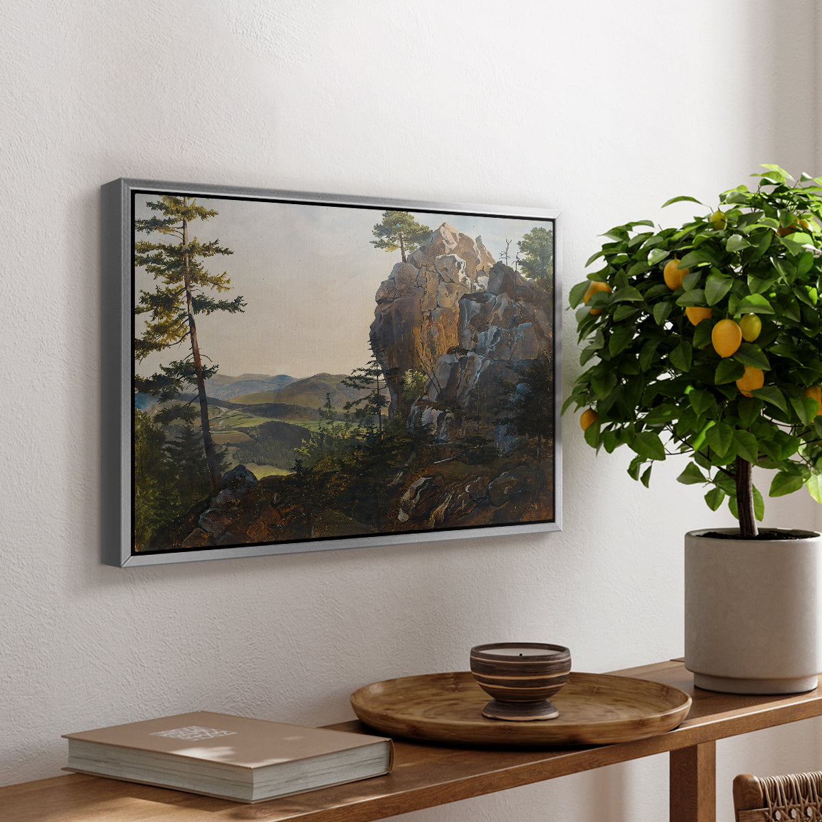Landscape with the Balbersteine near Miesenbach, 1839 - Floater Framed Canvas Print