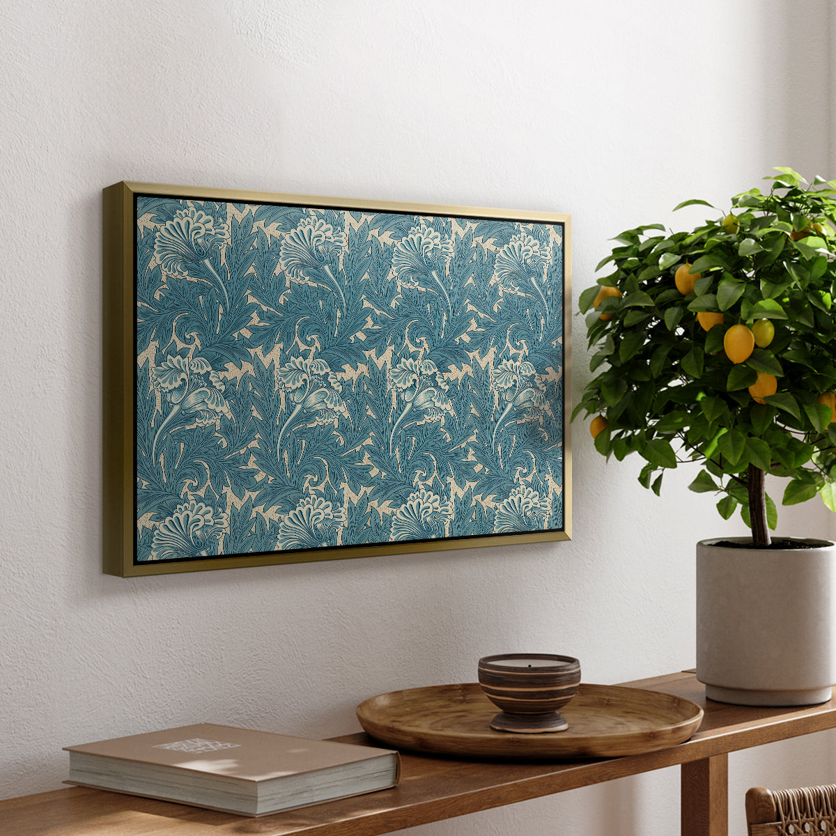 Tulip (Teal), 1875 - Floater Framed Canvas Print