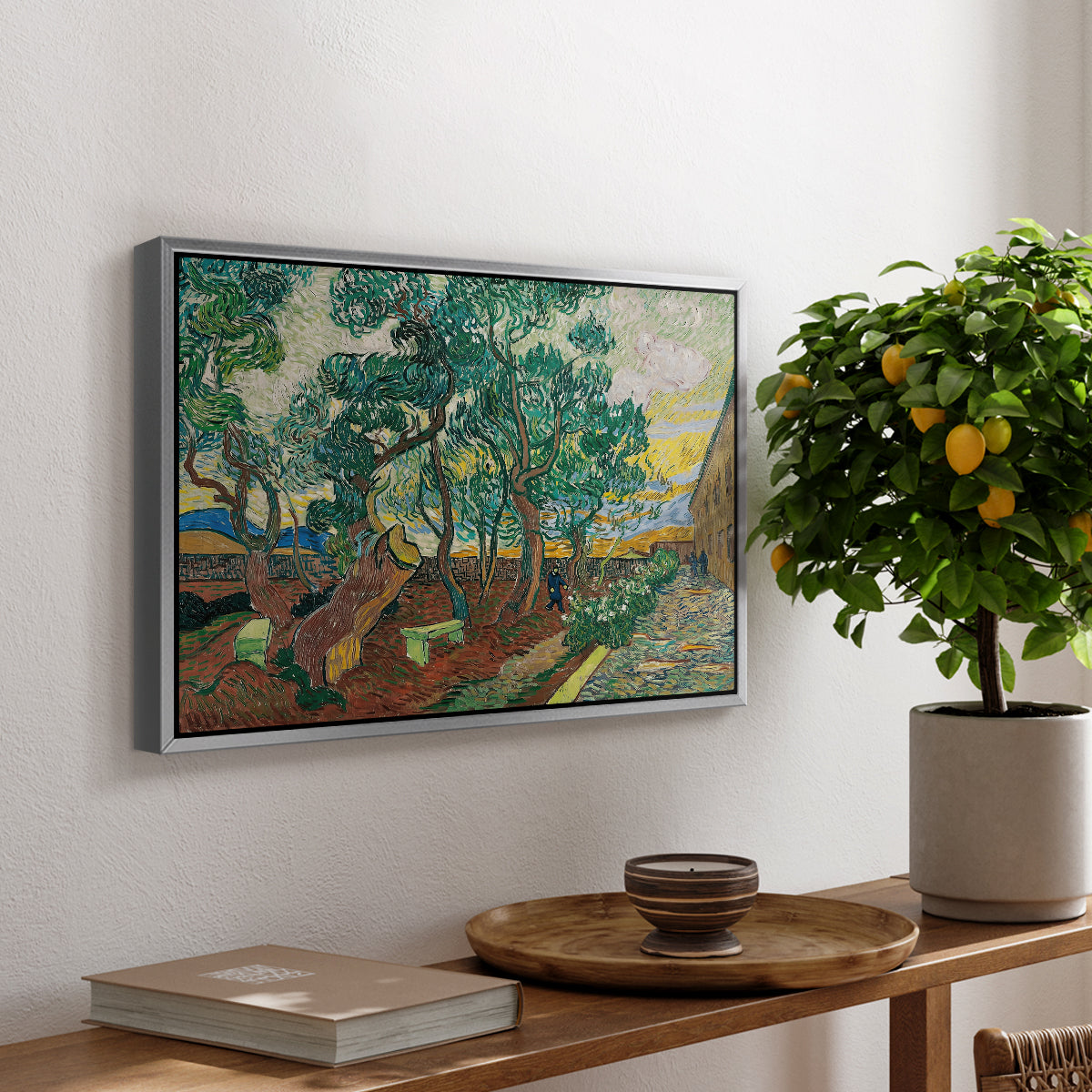 The Garden of Saint-Paul Hospital, 1889 - Floater Framed Canvas Print