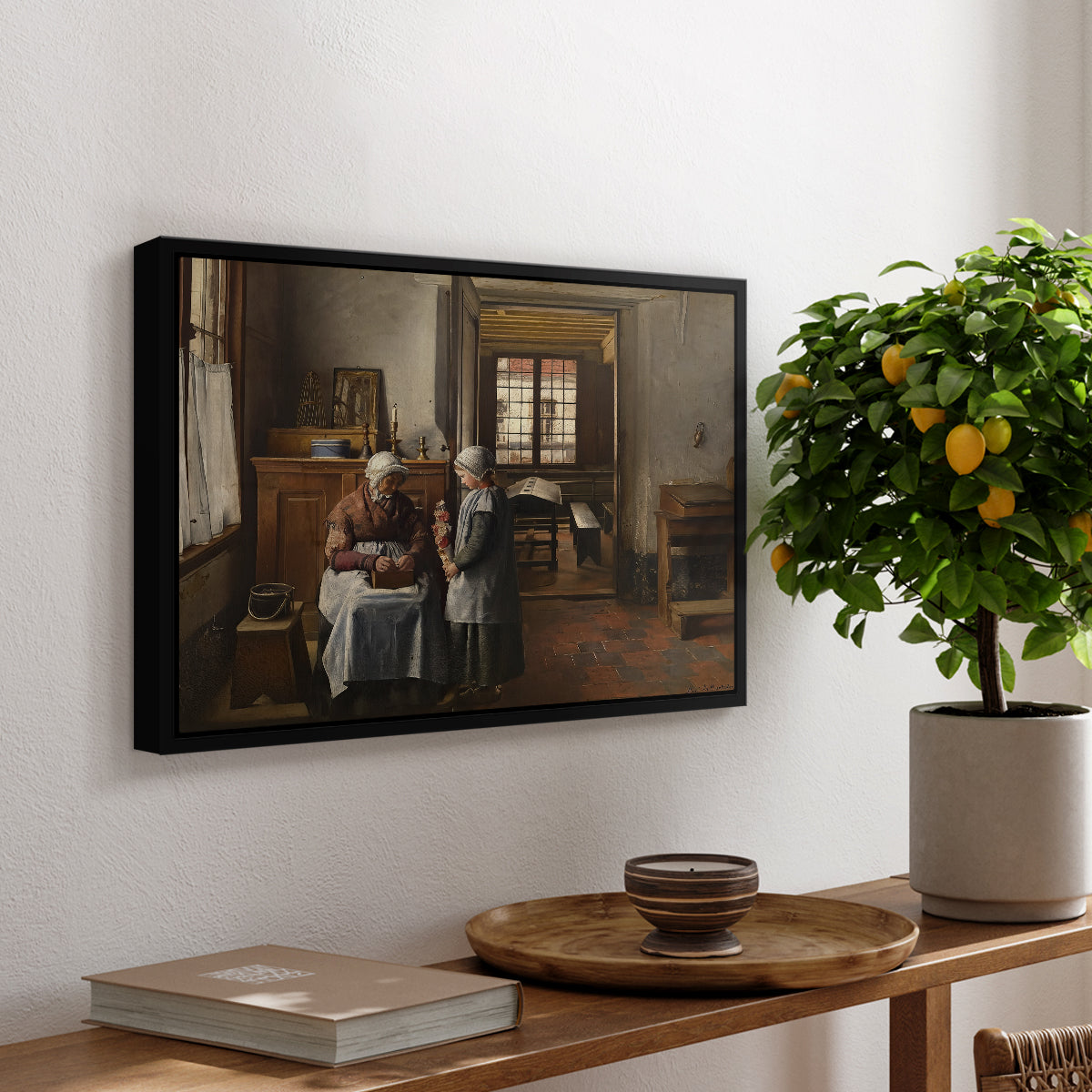 Grandmother's Feast, 1873 - Floater Framed Canvas Print