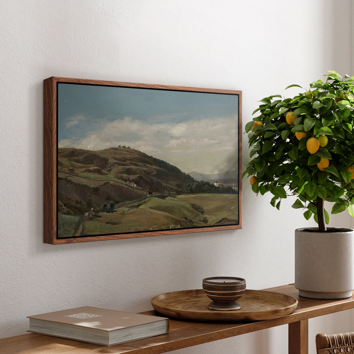 Ekeberg and Oslo Church, 1852 - Floater Framed Canvas Print