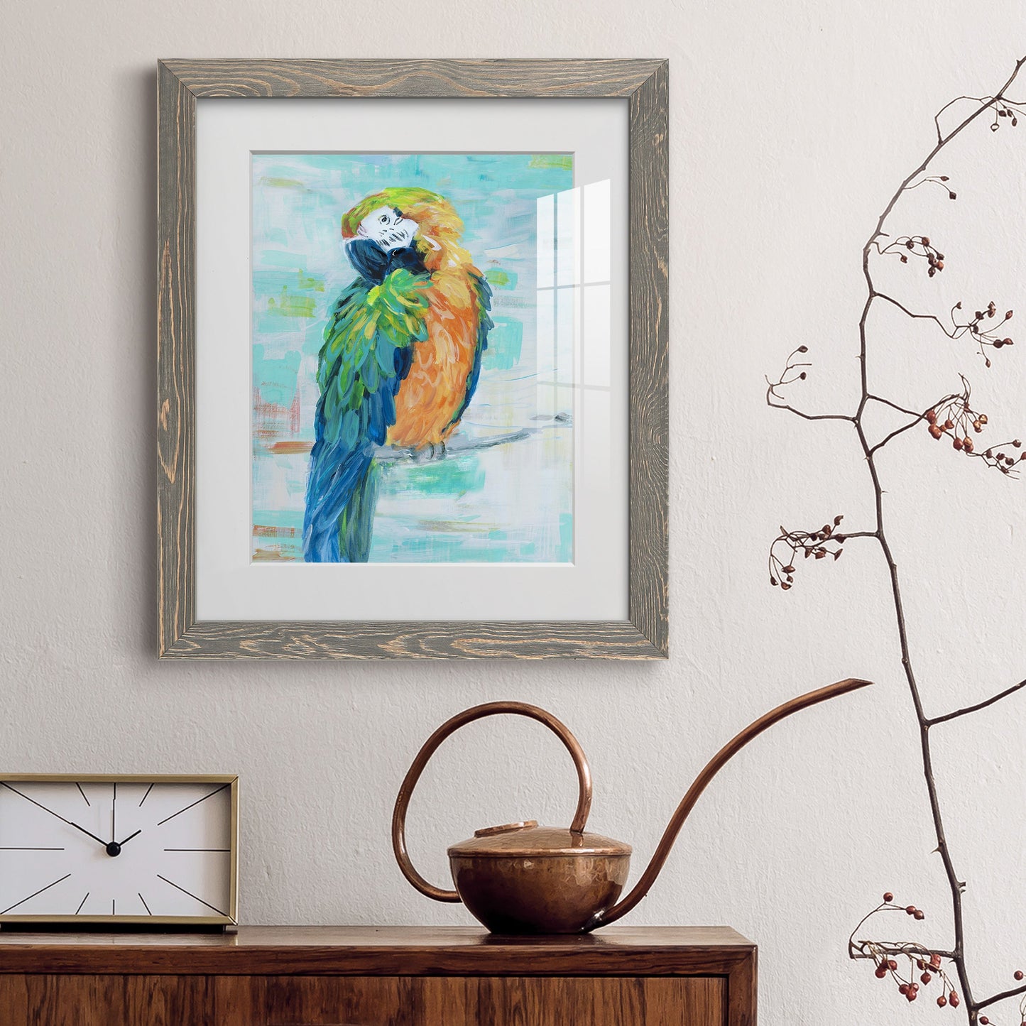 Island Parrot II - Premium Framed Print - Distressed Barnwood Frame - Ready to Hang