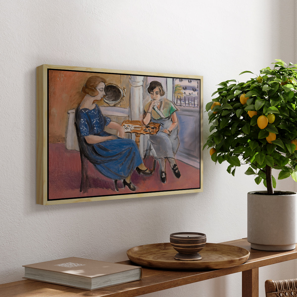 Domino Players, 1921 - Floater Framed Canvas Print