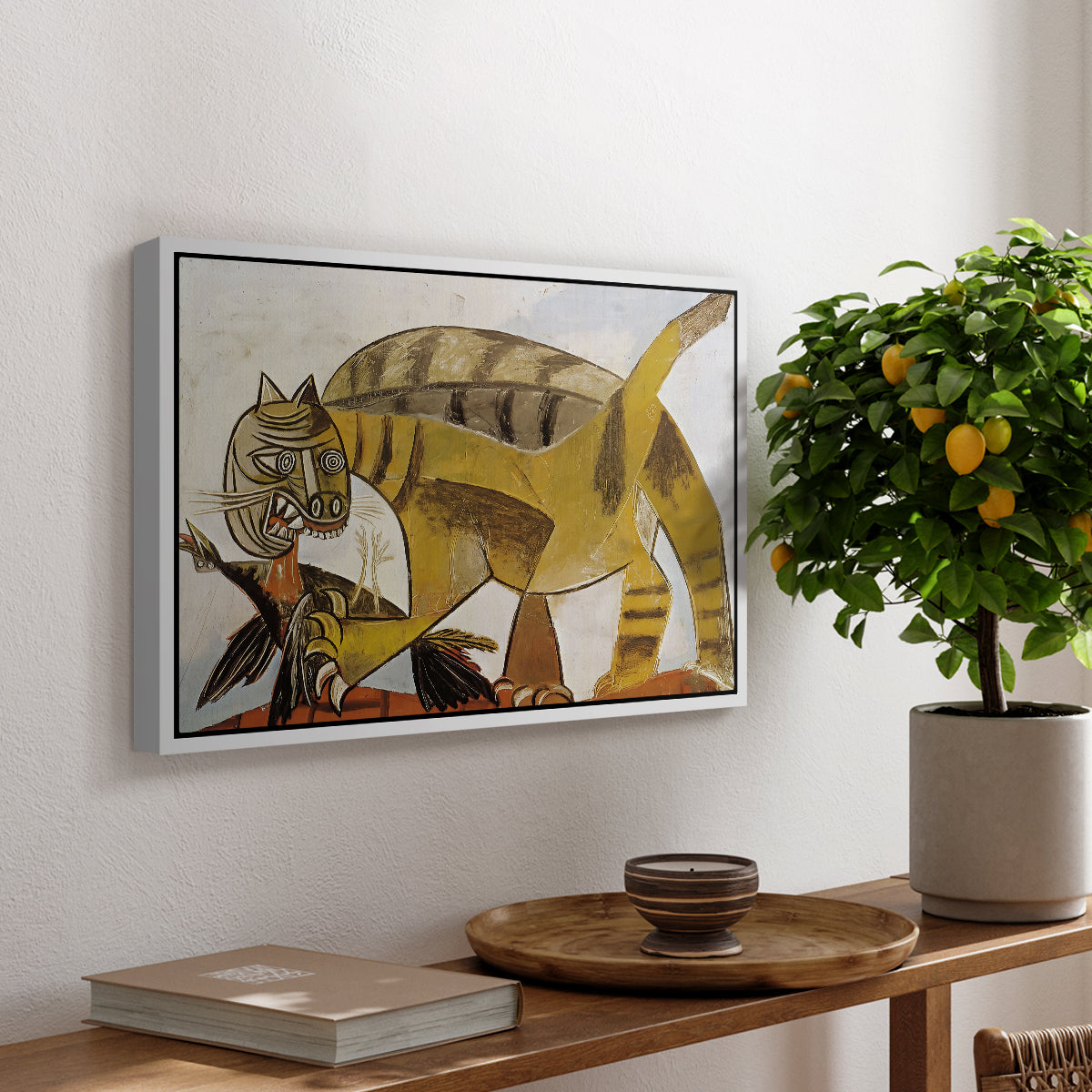 Cat Eating a Bird, 1939 - Floater Framed Canvas Print
