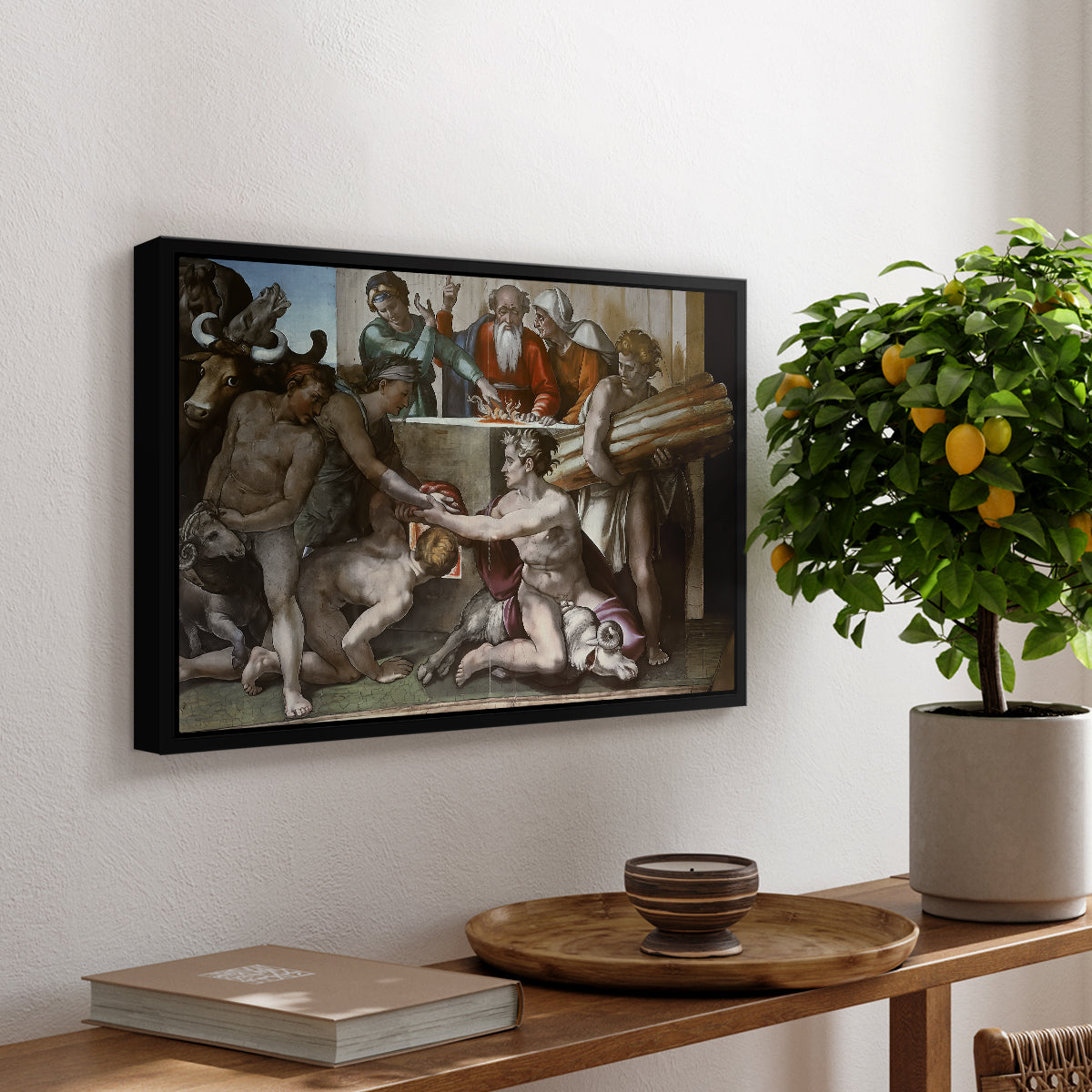 The Sacrifice of Noah (Sistine Chapel), 1509 - Floater Framed Canvas Print