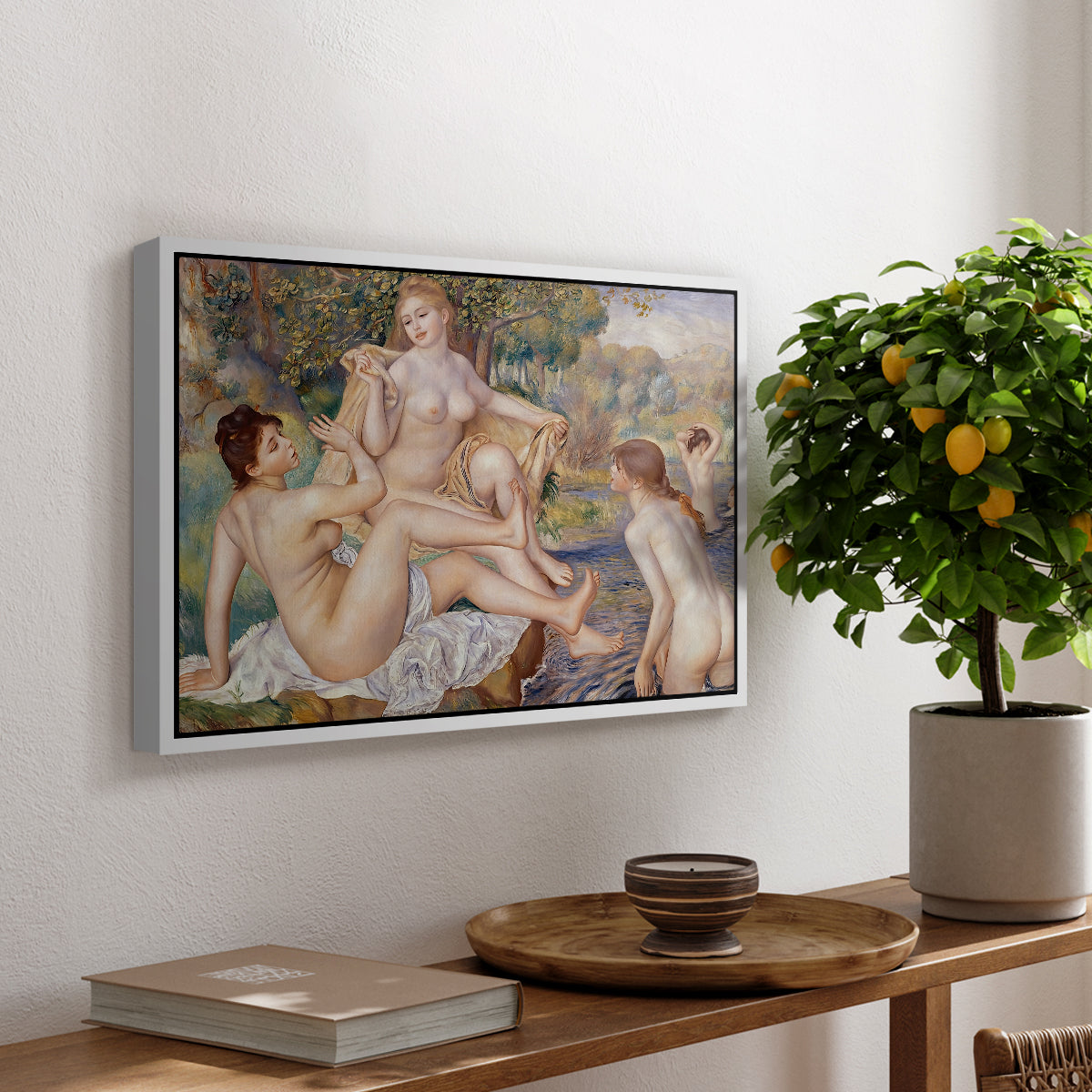 The Large Bathers, 1884-1887 - Floater Framed Canvas Print