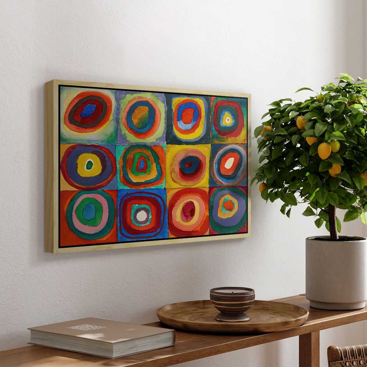 Color Study: Squares with Concentric Circles, 1913 - Floater Framed Canvas Print